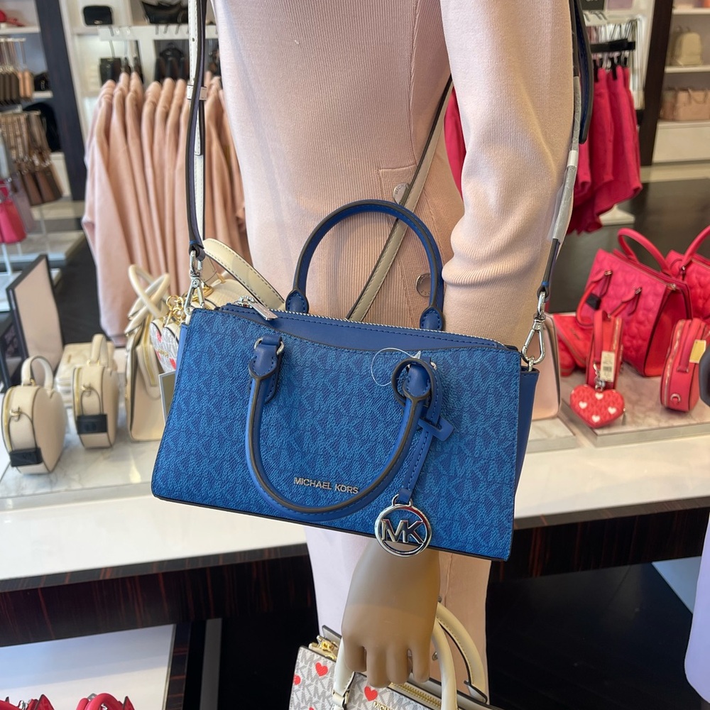 MICHAEL KORS Arden Small Top Zip Signature Logo Messenger Bag
Galaxy Blue 
NWT - Picture 5 of 16